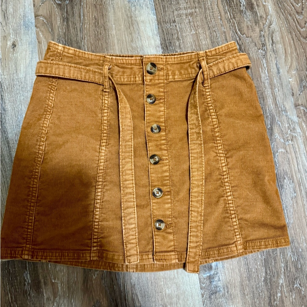 Button-Front Tan Skirt